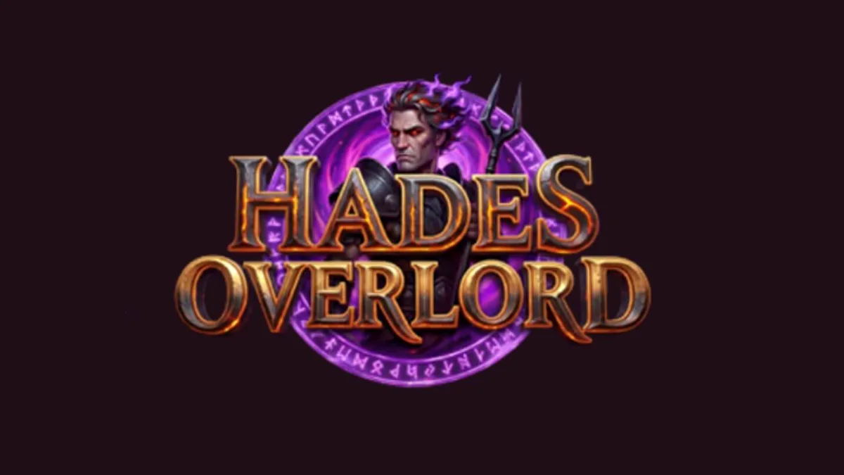 Tampilan visual slot Hades Overlord dengan tema dunia bawah yang gelap dan simbol mitologi Yunani.